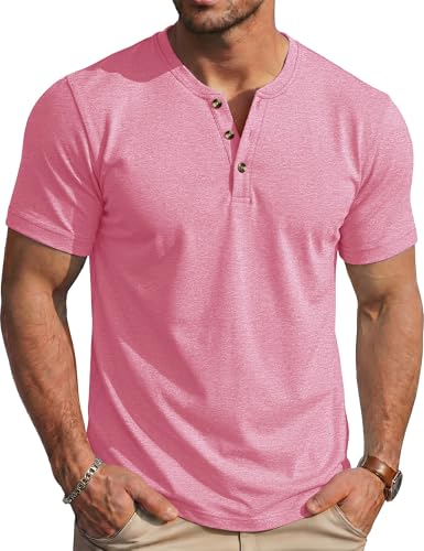 MAGCOMSEN Mens Henley Short Sleeve Shirt Cotton Lightweight T-Shirts Casual Stylish Shirts Summer Basic Solid Tees