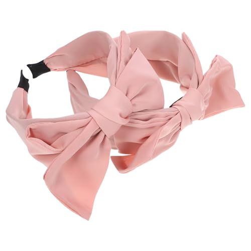 CAXUSD 2piezas Diadema con Lazo Grande Doble de Satén para Mujer y Niña Accesorio Ligero y Elegante para Pelo de Rosa para Fiesta y Uso Diario