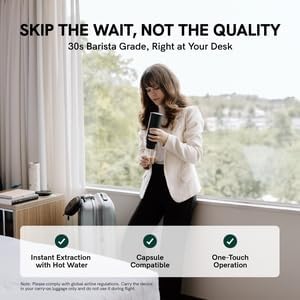  Nano Portable Electric Espresso Machine, Travel Coffee Maker | Self-Heating USB-C Car Coffee Maker for Ground Coffee & NS Capsules, Ideal for Camping, RV, Hiking and Office, Pearl White thumbnail