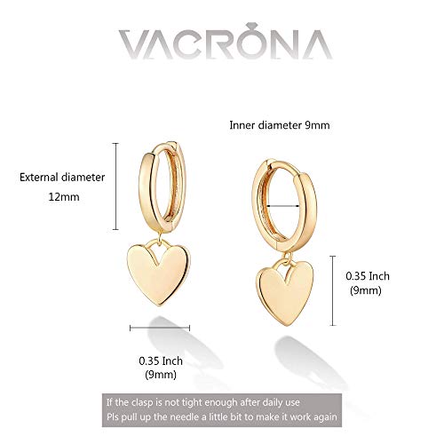 VACRONA Gold Heart Hoop Earrings Huggie Earrings for Women 14k Gold Plated Small Hoops Earrings4