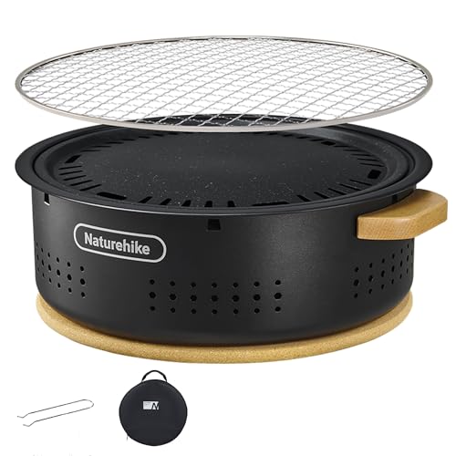 Naturehike Charcoal BBQ Grill with Heat Proof Mat, 11.8 INCH Small Grill