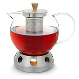 ☕ TAMAÑO PERFECTO: Con 1,3 litros, tu nueva tetera de cristal con infusor ofrece suficiente espacio para 5-6 tazas de té. El té se puede distribuir libremente a través de la jarra con infusor y esparcir libremente su aroma de manera óptima