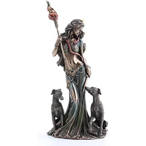 Veronese Design 13 3/8 Inch Hecate Greek Goddess of Magic with her Hounds Cold Cast Resin Sculpture Bronze Finish Cover