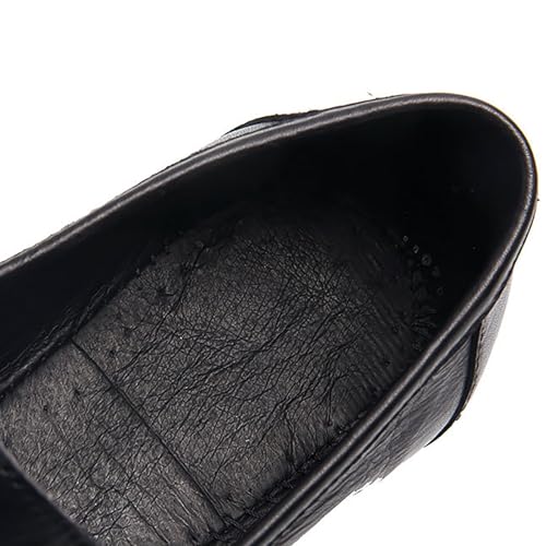 Men's Leather Oxfords Chunky Heel Business Formal Shoes, Slip-Resistant Rubber Sole, Wedding, Office, Casual Wear4