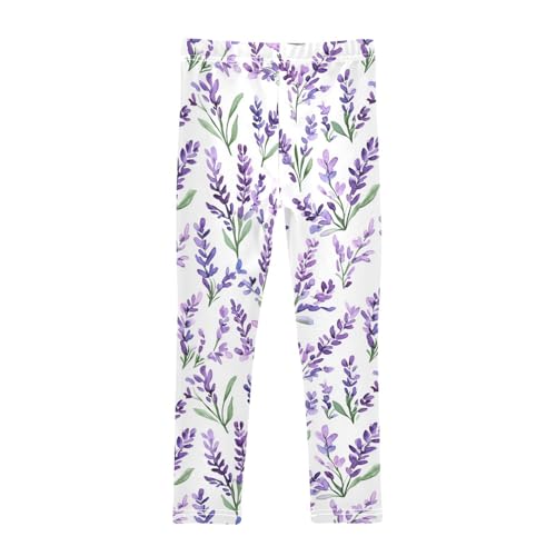 Watercolor Lavender Girls' Leggings Toddler Doodles Purple Kids Yoga Pants Dance Active Tights 4T2