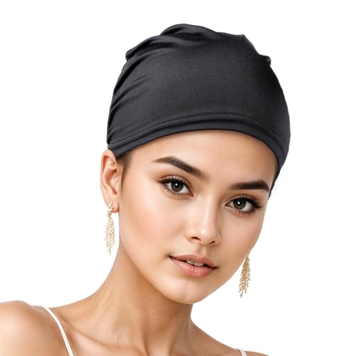 Xthrotsenk Schlafmütze aus Baumwolle Verstellbare Schlafmütze Schlafhaube zum Schlafen Satin Lined Beanie Soft Caps Beanie Mütze Turban Hut für Mittellockiges Krauses Haar
