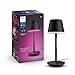 Philips Hue Go Smart Portable Table Lamp [Downlight - Black] Rechargeable Lamp, White & Colour Ambiance LED with Bluetooth, for Home Indoor Living Room, Office, Bedroom Lighting