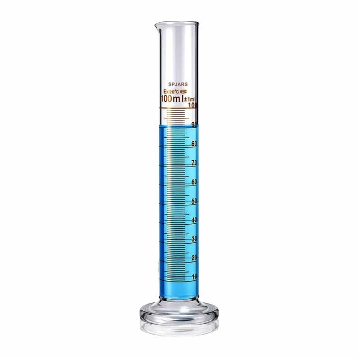 Borosilicate 3.3 Glass Graduated Measuring Cylinder 100ml Round Base Pack of 1 for Laboratories, Classrooms Educations or Use