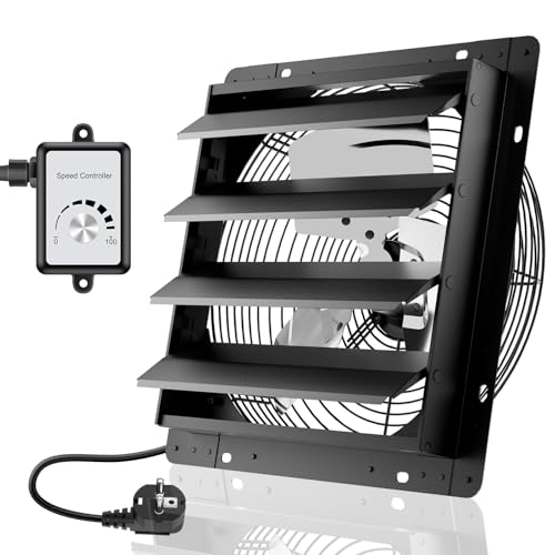 HG Power Ventilador de pared industrial de 350 mm con regulador de velocidad con motor EC de 2200 m³/h, ventilador de pared regulable de aluminio, para sótano, garaje, cocina