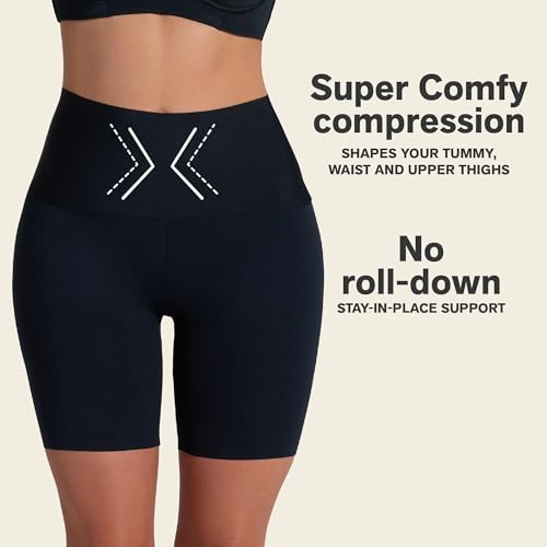 Image of Leonisa Stay-in-Place Seamless Shorts for Women - High Waisted Shapewear Tummy Control