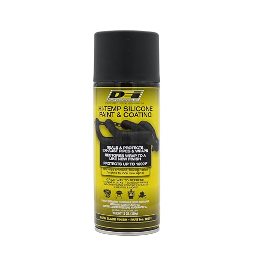 Design Engineering DEI Hi-Temp Silicone Coating Spray High Temp exhaust Wrap Sealant Protects up to 1500°F For Exhaust Wraps, Engine Blocks, Pipes, Manifolds Black
