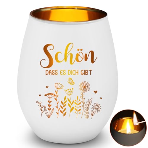 Windlicht mit Gravur Teelichthalter Schön DASS Es Dich Gibt Geschenke für Frauen Windlicht Glas Personalisiert Geschenkideen für Frauen als Valentinstag Muttertag Weihnachten Geburtstag Geschenk