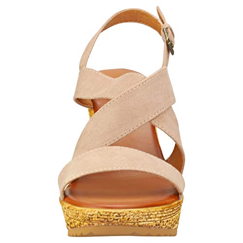 Mustang 1387-802, Sandali con Zeppa Donna, Beige