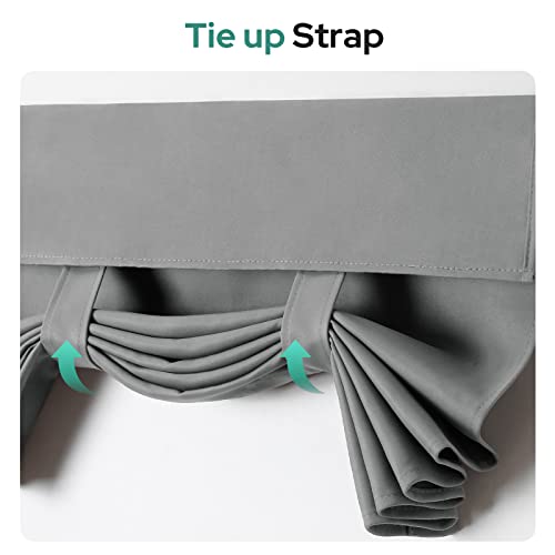 Homeideas Door Window Curtains, Blackout French Door Curtains Privacy Front Door Curtains For Glass Door, Thermal Insulated Tie Up Shades Window Covering, Grey, 26 X 40, 1 Panel #TOP3