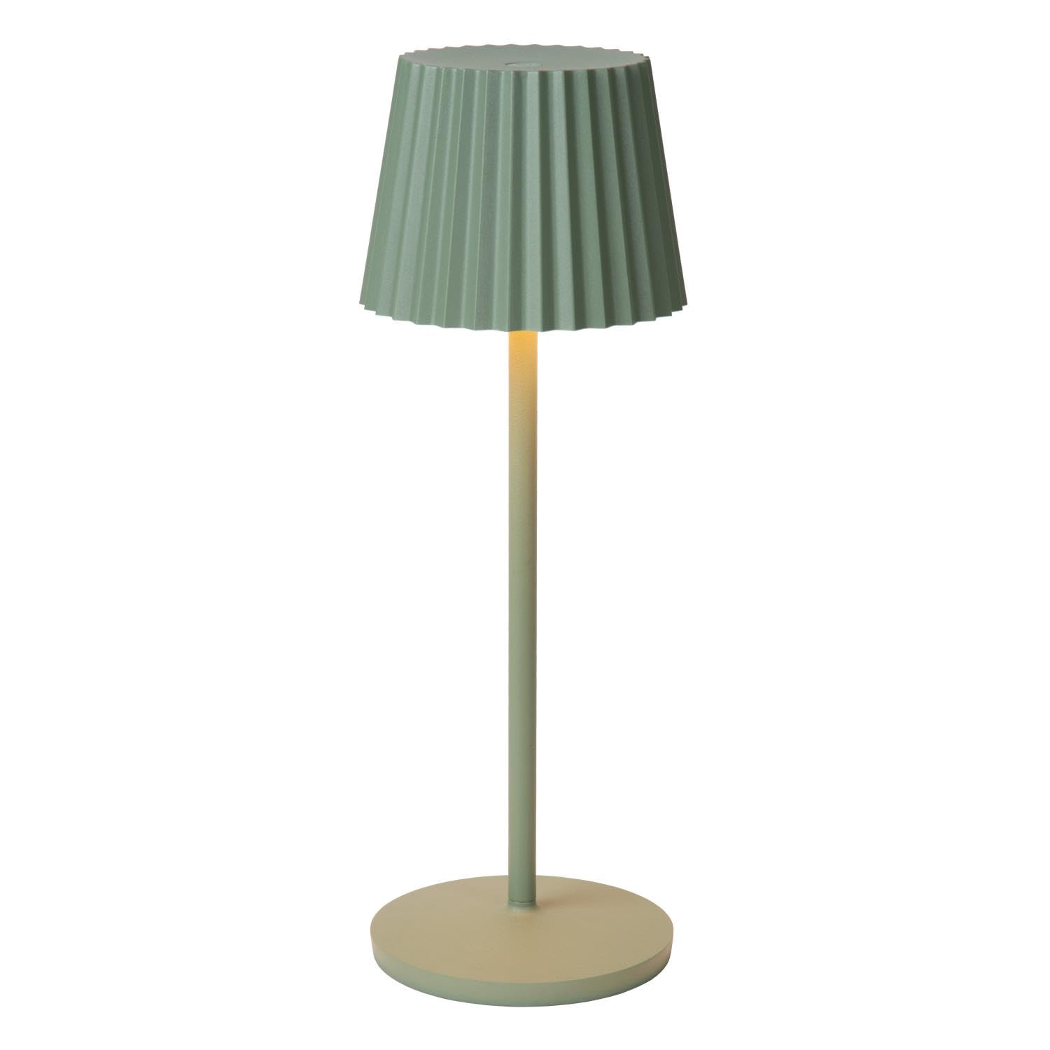 Lucide JUSTINE - wiederaufladbare Tischlampe Außen - Akku/Batterie - LED Dim. - 1x2W 2700K - IP54 - Mit kabelloser Ladestation - Grün