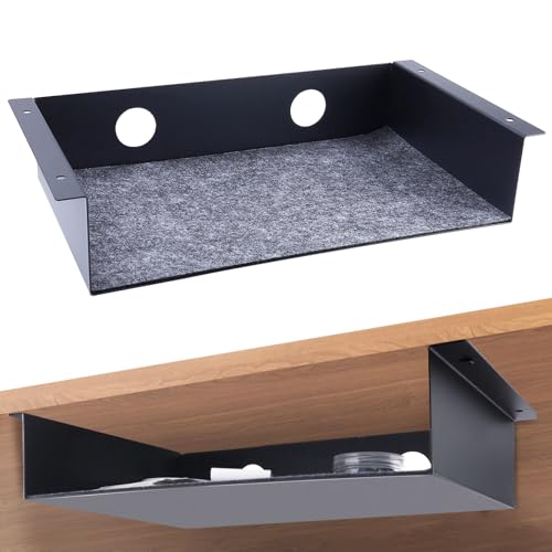 Image of Patioer Under Desk Storage Shelf, Steel Under Desk Tray Mountable Add-On Shelf for Table Office Desk, Large (Pack of 1)