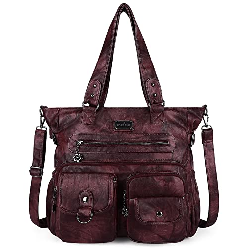 Image of Angelkiss Purses Handbags for Women PU Tote Satchel Bags for Women Pockets Shoulder Bags | PU