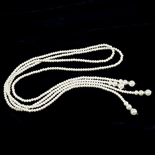BABEYOND Long Pearl Necklace Faux Pearls Necklace Beaded Long Pearls Necklace 1920s Gatsby Costume Jewelry(White) by BABEYOND - Image 4