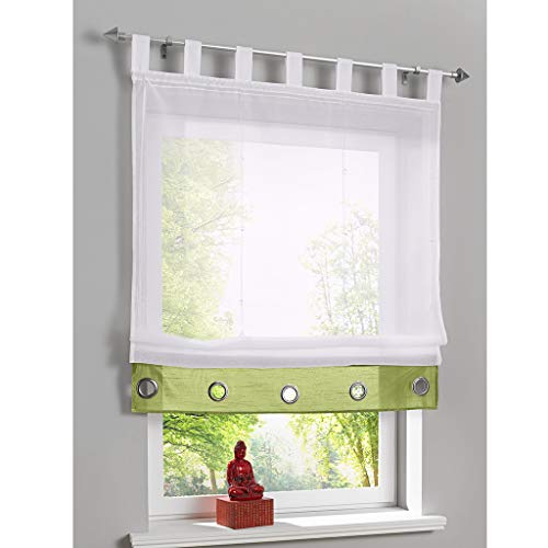 SIMPVALE 1 tenda a pacchetto – Tenda a pacchetto velata, regolabile in altezza, per camera da letto, balcone, studio, cucina, bagno (80 x 155 cm, verde)