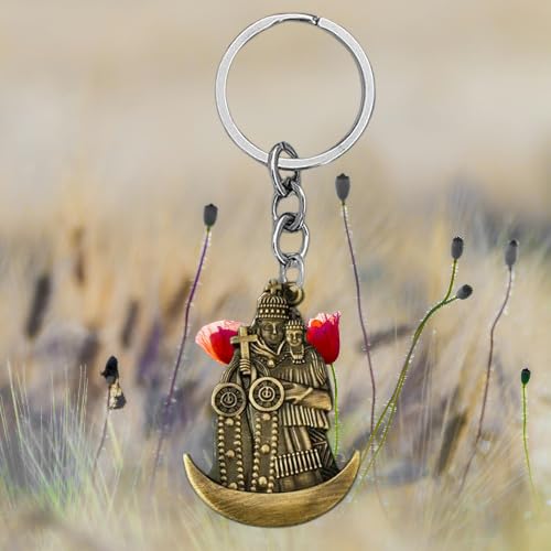 Porte-clés en métal bronze Saint Christophe et Jésus en taille M marron - 6