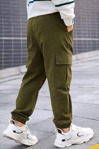 Image of ADBUCKS Boys' Cotton Cargo Joggers - Soft, Casual Pants with Pockets II Boy's Relaxed Cargo Joggers Pants for Boy