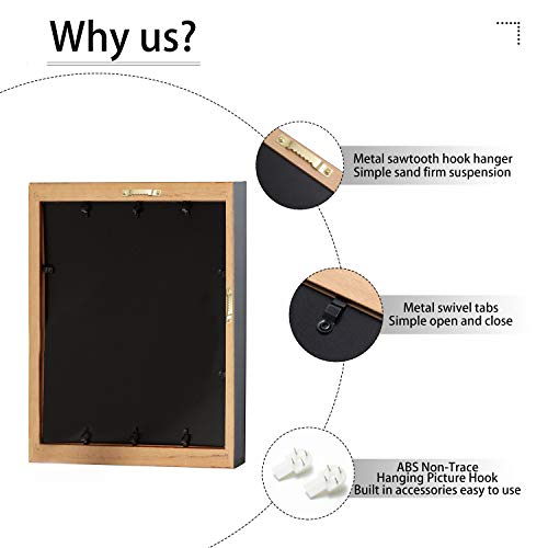 Image of ELSKER&HOME Diploma Frame - Wide Solid Wood Frame - Black Velvet Golden Rim Mat - Semi-Tempered Glass - Includes Hanging Hardware and Desktop Easel(ONLY Display 11x14 Document /Certificate) | Document Frames 11x14 with Mat or Certificate 15x18 without Mat Wide Molding Semi-Tempered Glass (Black with Golden Rim)