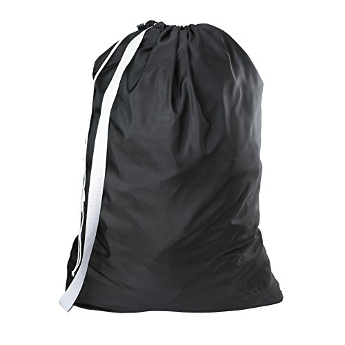 Handy Laundry Nylon Bag with Shoulder Strap, Black - 30