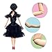 Wednesday Addams Dolls, 6/11.5 inches Wednesday Toys, Black Dresses, Long Sleeve Dots, Made to Move Wednesday Adams Dolls, Birthday Gifts for Kids Girls Fans (B)