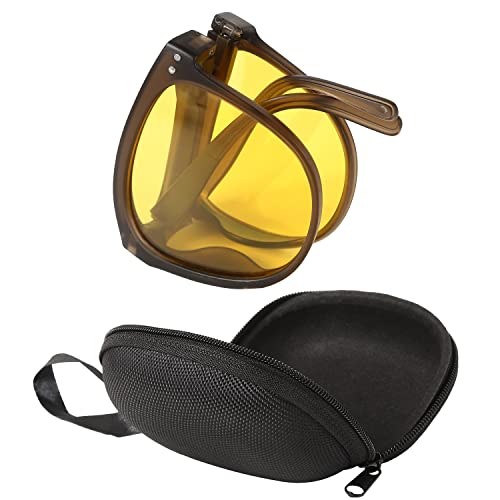 belplanet 折りたたみサングラス サングラス UVカット ブルーライトカット 偏光レンズ レディース コンパクト メガネケース付き　　 (イエロー)