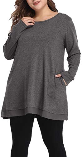 Spring Plus Size Tops for Women Long Tunic Shirts with Pockets