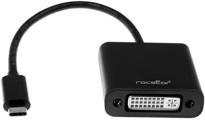 Rocstor Y10C135-B1 Premium USB-C to DVI Adapter M/F - 6” - for MacBook, MacBook Pro, ChromeBook or Any Other USB Type C Devices Connecting to DisplayPort, Black