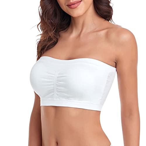 RISSCAN Women's Bandeau Bra Padded Strapless Bra Seamless Bandeau Bralette Tube Top Bra