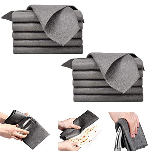 Glorihoby Thickened Magic Cleaning Cloth, Streak Free Reusable Glass Cleaning Magic Cloth, Magic Fiber Microfiber Cleaning Cloth for Windows, Glass, Car (30 * 30cm, Gray-10Pcs)