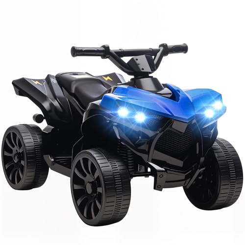 AIYAPLAY Quad Eléctrico para Niños 6 V, Quad para Niños de 3-6 Años, Velocidad hasta 3 km/h, con Faros y Música, Azul
