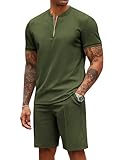 COOFANDY Men's 2 Pieces Outfits Casual Quarter Zip Polo T Shirt and Shorts Set Athletic Jogging Summer Tracksuit