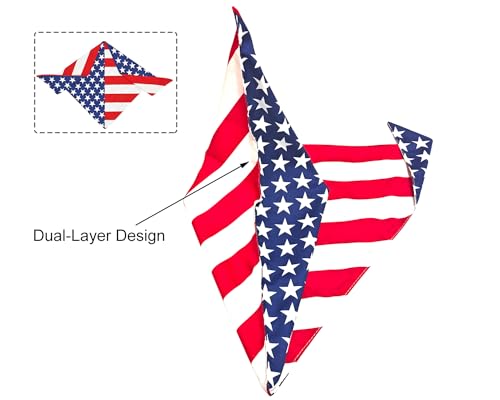 image for CozyHaus 2PCS Dual-Layer Design Patriotic Dog Bandanas Outfit,Large Su