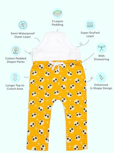 Image of superbottoms Diaper Pants | Cotton Baby Cotton Pants with Attached Padded Underwear | Ideal for Diaper-Free Time, Outings & Potty Training | Unisex | Soft Fit