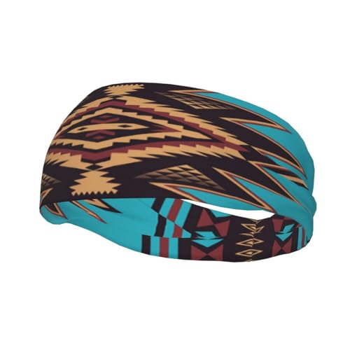 Native American Southwestern Navajo Art Fashionable Sports Decoration, Sweat Resistant Headband, Hair Band, Breathable Sweat Wicking Fitness Equipment for Men Women