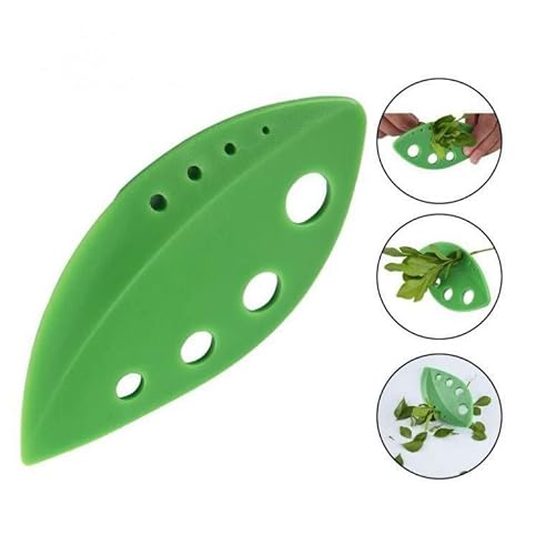 Herb Stripper 8 Holes, Green Leaf Hard Plastic, 2-1 Design, Stripping Tool, Kale Razor, Peeler For Kale, Chard, Collard Greens, Thyme, Basil, Rosemary (1 Pack)(1, Green)(2.2Inx4.8In) #TOP1