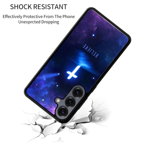 VUTTOO for Samsung Galaxy S25 Case - Blue Galaxy Cross Religious Christian Pattern - TPU Shock Absorption Protection Phone Cover by VUTTOO - Image 2