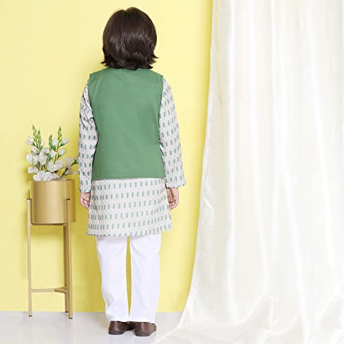Image of AJ DEZINES Kids Cotton Kurta Trouser With Waistcoat Set For Boys