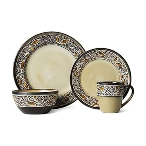 Gourmet Basics Alexandria Dinnerware Set (16 Piece),Tan
