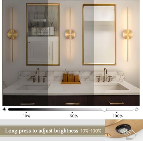 Battery Operated Wall Sconces Set of 2, Wireless Rechargeable with Remote, Cordless Dimmable Wall Lights, Peel & Stick, 360⁰ Rotatable LED for Bedroom, Bathroom, Living Room & Hallway 28.3" (Gold) by InnovAbode - Used condition - Image 7