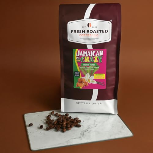 Image of Fresh Roasted Coffee, Jamaican Me Crazy Flavored Drip Ground Coffee, Medium Roast, Kosher, 2 lb (32 oz)