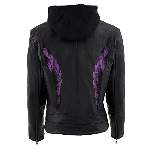 Image of Milwaukee Leather Women's Premium Leather Motorcycle Riding Jacket With Removable Hoodie Liner