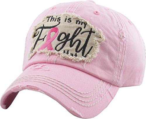Image of Pink Ribbon Breast Cancer Awareness Fight Hope Vintage Baseball Cap Hat Women Cotton Adjustable