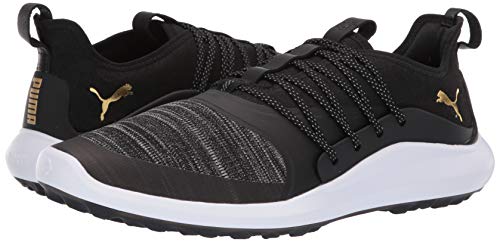 PUMA GOLF Men's Ignite Nxt Solelace Golf Shoe, Puma Black-Puma Team Gold, 9 M US