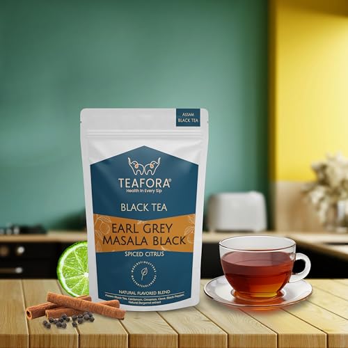 Image of TEAFORA Earl Grey Masala Black Tea | Spiced Citrus | Assam Loose Leaves | Blended with Indian Aromatic Spices & Natural Bergamot Extract | 100% NATURAL - 100g