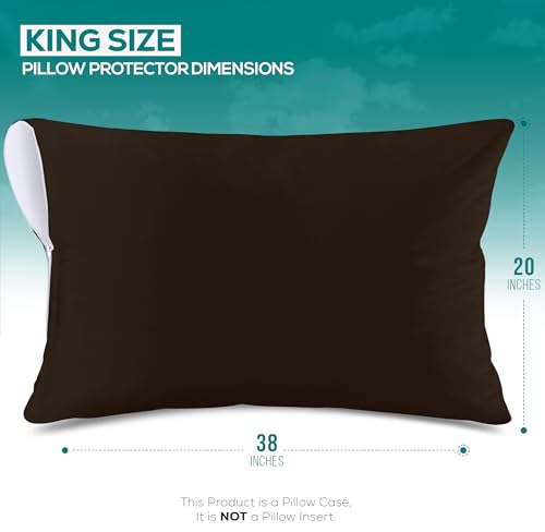 Image of Utopia Bedding Premium 100% Waterproof Pillow Protectors with Zipper King Size (Set of 2), Bed Bug and Dust Mite Proof Zippered Pillow Covers, Pillow Encasement Cases, Brown