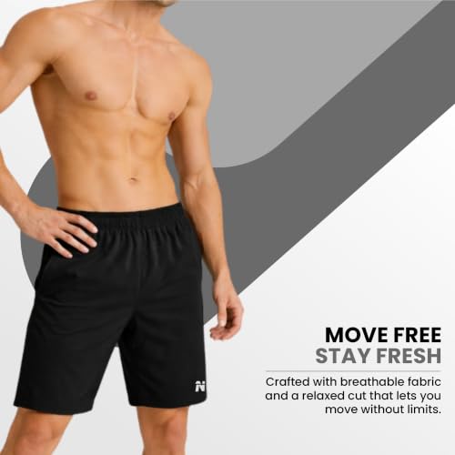 Image of NINQ Workout Half Pant for Man | Gym Shorts for Men with Drawstring Waist & 1 Zipper Pockets | Stylish Lightweight Shorts Pant for Men Sports